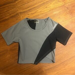 Gymshark Asymmetrical Gray and Black Crop Top